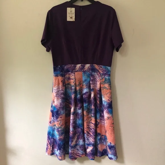 VINTAGE Style print flared print A-Line swing dress with pockets. SIZE: XL - Picture 6 of 8